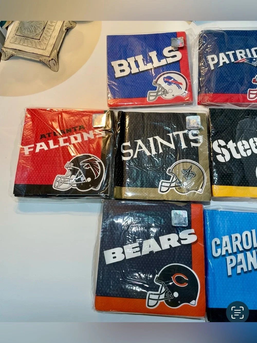 NFL Team Napkins Lot Bills Patriots Dolphins Cowboys Steelers 49ers Bears- DIY
